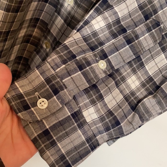 Vintage Polo by Ralph Lauren Grey Plaid Cotton Flannel Shirt Size Large - Picture 6 of 10